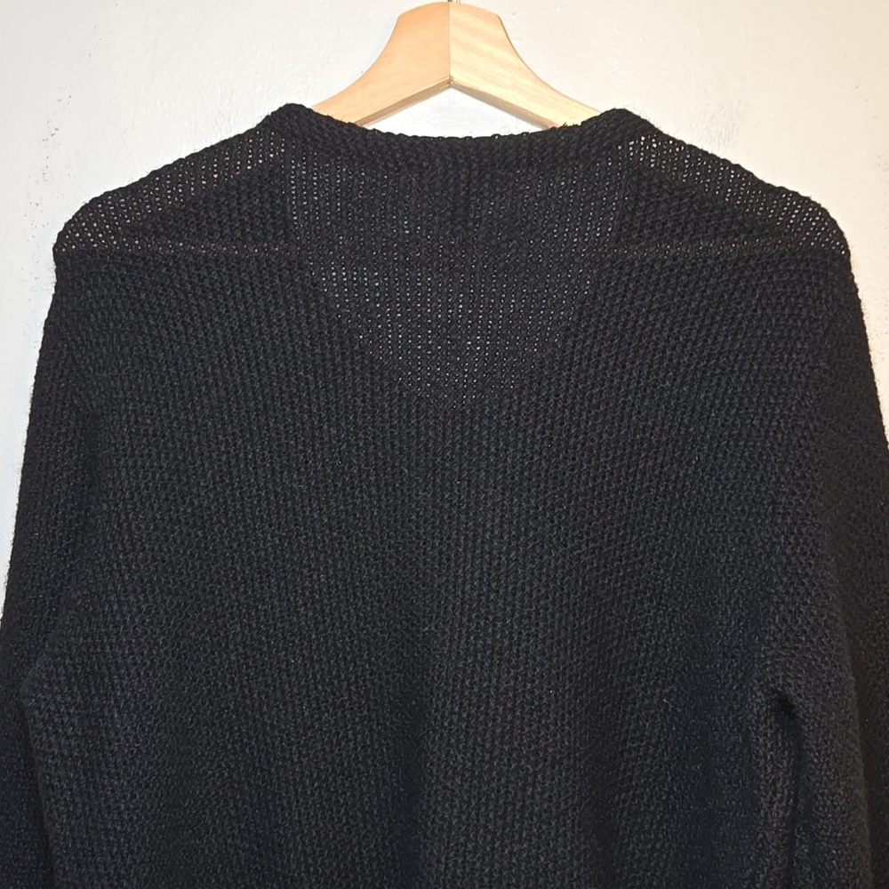 Eileen Fisher Black Yak Wool Leather Trim Textured Jacket Sweater Cardigan NWOT - Picture 11 of 16